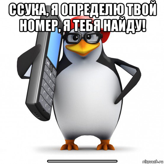 ссука, я определю твой номер, я тебя найду! ________, Мем   Пингвин звонит