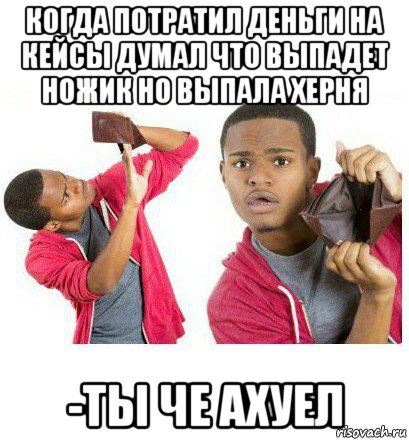 когда потратил деньги на кейсы думал что выпадет ножик но выпала херня -ты че ахуел, Мем  Пустой кошелек