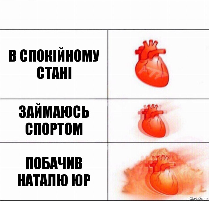 В спокійному стані Займаюсь спортом Побачив Наталю Юр, Комикс  Расширяюшее сердце