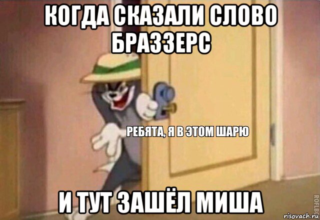 когда сказали слово браззерс и тут зашёл миша, Мем    Ребята я в этом шарю