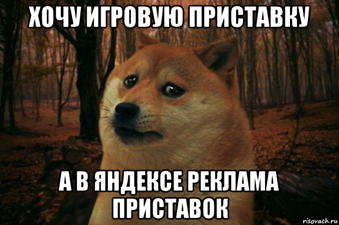 хочу игровую приставку а в яндексе реклама приставок, Мем SAD DOGE