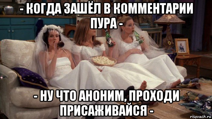 - когда зашёл в комментарии пура - - ну что аноним, проходи присаживайся -, Мем Старые девы