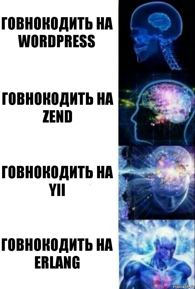 Говнокодить на WordPress Говнокодить на Zend Говнокодить на YII Говнокодить на Erlang, Комикс  Сверхразум