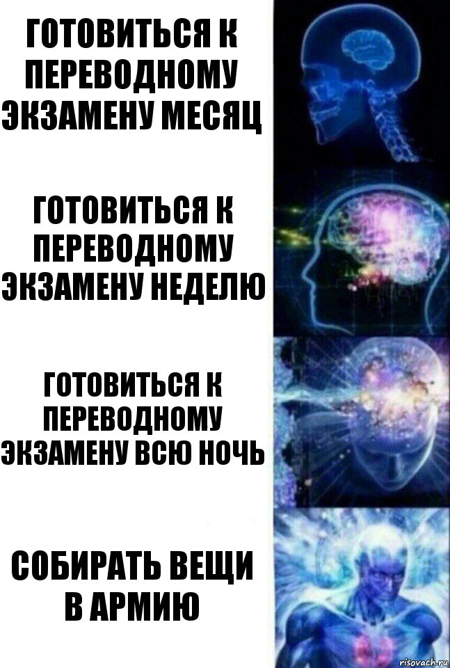 Готовиться к переводному экзамену месяц Готовиться к переводному экзамену неделю Готовиться к переводному экзамену всю ночь Собирать вещи в армию, Комикс  Сверхразум