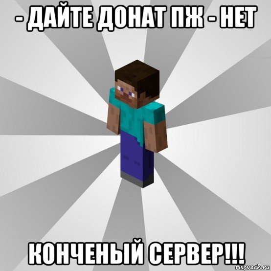 - дайте донат пж - нет конченый сервер!!!, Мем Типичный игрок Minecraft