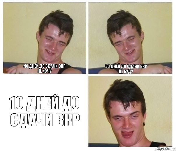 40 дней до сдачи ВКР
НЕ ХОЧУ 30 дней до сдачи ВКР
НЕ БУДУ 10 ДНЕЙ ДО СДАЧИ ВКР