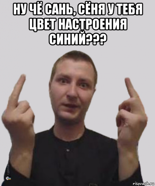 ну чё сань, сёня у тебя цвет настроения синий??? , Мем Алексвэн