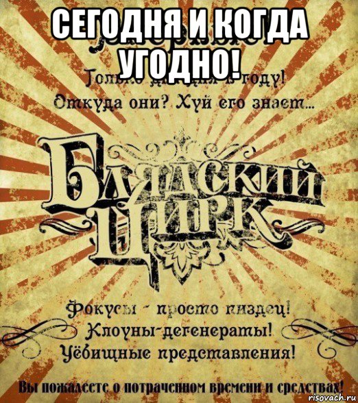 сегодня и когда угодно! , Мем Блядский цирк