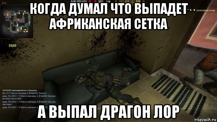 когда думал что выпадет африканская сетка а выпал драгон лор, Мем CS GO