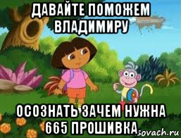 давайте поможем владимиру осознать зачем нужна 665 прошивка, Мем Даша следопыт