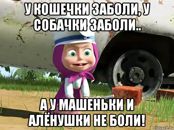 у кошечки заболи, у собачки заболи.. а у машеньки и алёнушки не боли!, Мем  Давай давай лечится