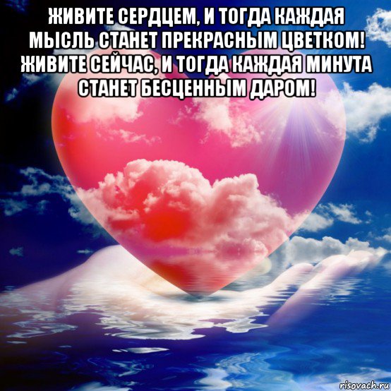 живите сердцем, и тогда каждая мысль станет прекрасным цветком! живите сейчас, и тогда каждая минута станет бесценным даром! 