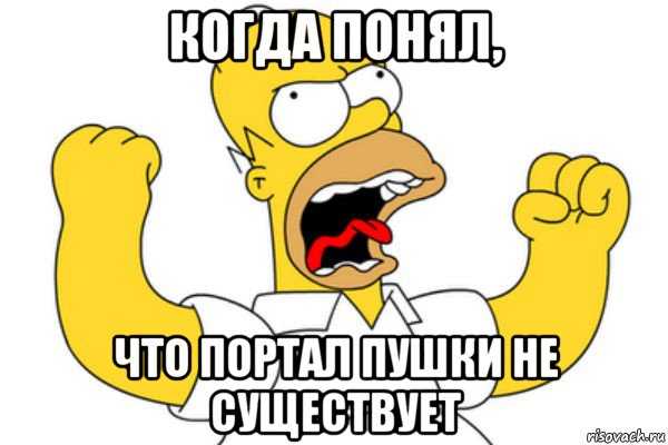 когда понял, что портал пушки не существует, Мем Разъяренный Гомер