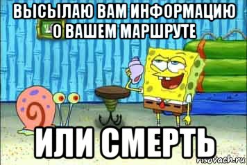 высылаю вам информацию о вашем маршруте или смерть