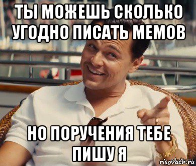 ты можешь сколько угодно писать мемов но поручения тебе пишу я, Мем Хитрый Гэтсби