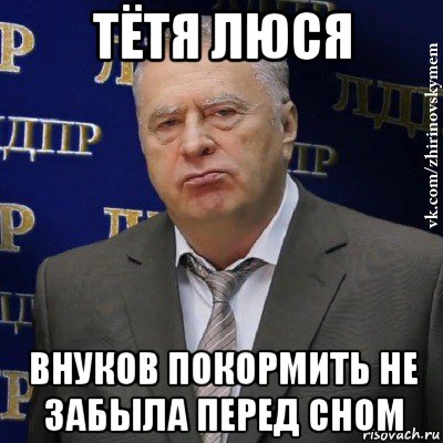 тётя люся внуков покормить не забыла перед сном, Мем Хватит это терпеть (Жириновский)