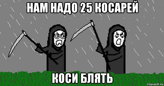 нам надо 25 косарей коси блять