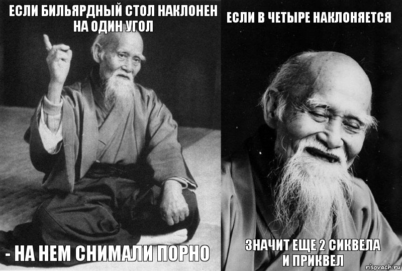 если бильярдный стол наклонен на один угол - на нем снимали порно если в четыре наклоняется значит еще 2 сиквела и приквел, Комикс Мудрец-монах (4 зоны)