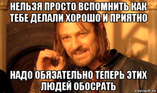 нельзя просто вспомнить как тебе делали хорошо и приятно надо обязательно теперь этих людей обосрать, Мем Нельзя просто так взять и (Боромир мем)