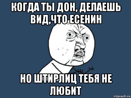 когда ты дон, делаешь вид,что есенин но штирлиц тебя не любит, Мем Ну почему