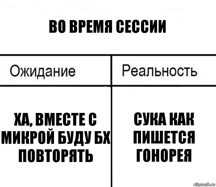 Во время сессии ха, вместе с микрой буду бх повторять Сука как пишется гонорея, Комикс  Ожидание - реальность