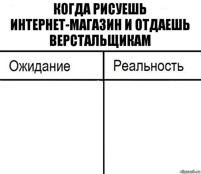 когда рисуешь интернет-магазин и отдаешь верстальщикам  , Комикс  Ожидание - реальность