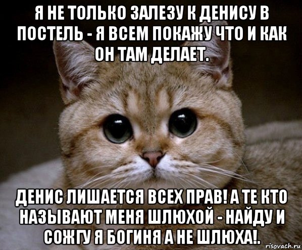 я не только залезу к денису в постель - я всем покажу что и как он там делает. денис лишается всех прав! а те кто называют меня шлюхой - найду и сожгу я богиня а не шлюха!., Мем Пидрила Ебаная