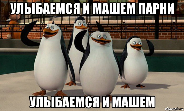 улыбаемся и машем парни улыбаемся и машем, Мем  пингвины Мадагаскара