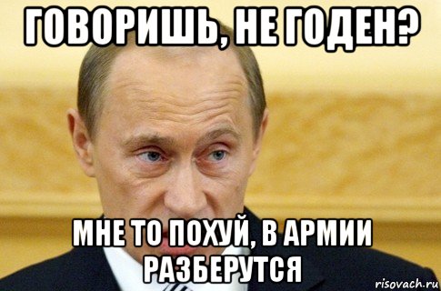 говоришь, не годен? мне то похуй, в армии разберутся, Мем путин