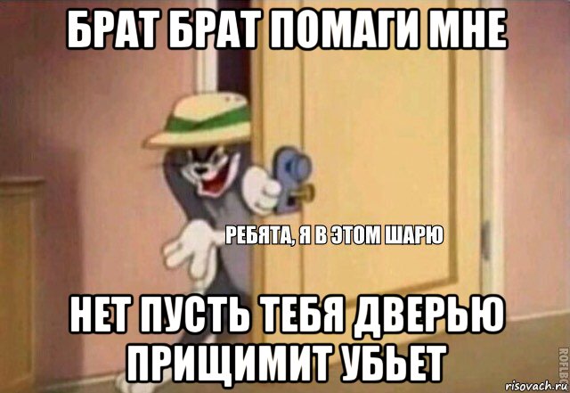 брат брат помаги мне нет пусть тебя дверью прищимит убьет, Мем    Ребята я в этом шарю