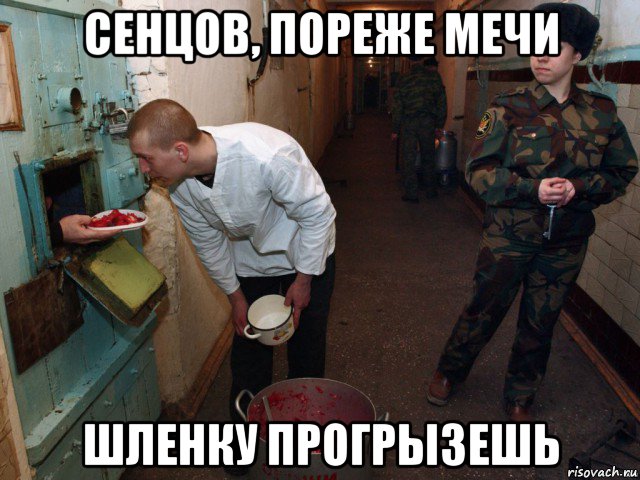 сенцов, пореже мечи шленку прогрызешь
