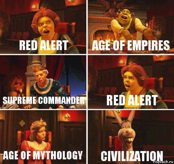 Red Alert Age of Empires Supreme commander Red Alert age of mythology civilization, Комикс  Шрек Фиона Гарольд Осел