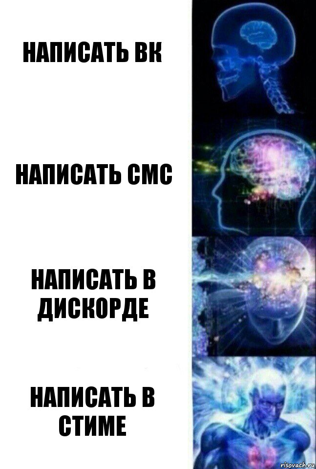 написать ВК написать смс написать в дискорде написать в стиме, Комикс  Сверхразум