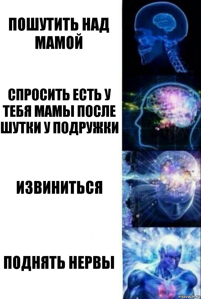 Пошутить над мамой Спросить есть у тебя мамы после шутки у подружки Извиниться Поднять нервы, Комикс  Сверхразум