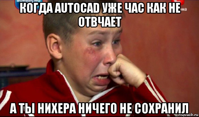 когда autocad уже час как не отвчает а ты нихера ничего не сохранил, Мем  Сашок Фокин