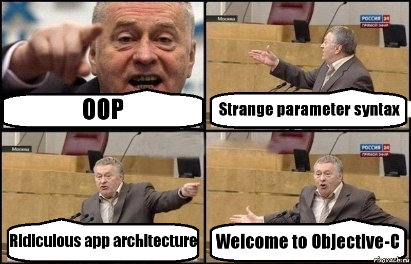 OOP Strange parameter syntax Ridiculous app architecture Welcome to Objective-C