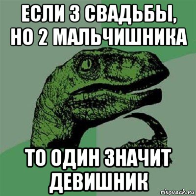 если 3 свадьбы, но 2 мальчишника то один значит девишник, Мем Филосораптор