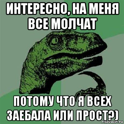 интересно, на меня все молчат потому что я всех заебала или прост?), Мем Филосораптор