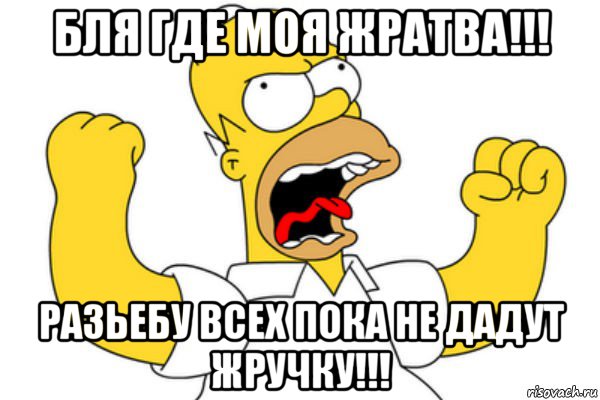 бля где моя жратва!!! разьебу всех пока не дадут жручку!!!