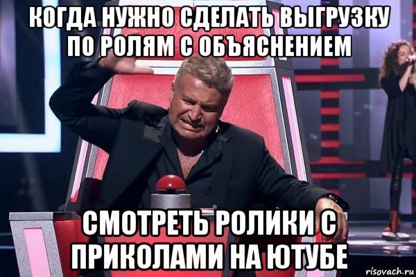 когда нужно сделать выгрузку по ролям с объяснением смотреть ролики с приколами на ютубе, Мем   Отчаянный Агутин