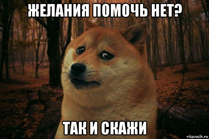 желания помочь нет? так и скажи, Мем SAD DOGE