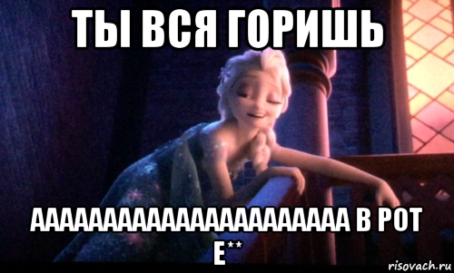 ты вся горишь аааааааааааааааааааааа в рот е**, Мем Сонная Эльза