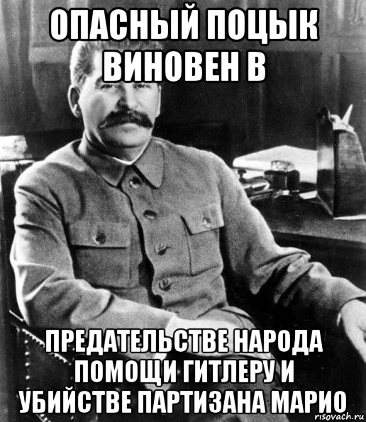 опасный поцык виновен в предательстве народа помощи гитлеру и убийстве партизана марио, Мем  иосиф сталин