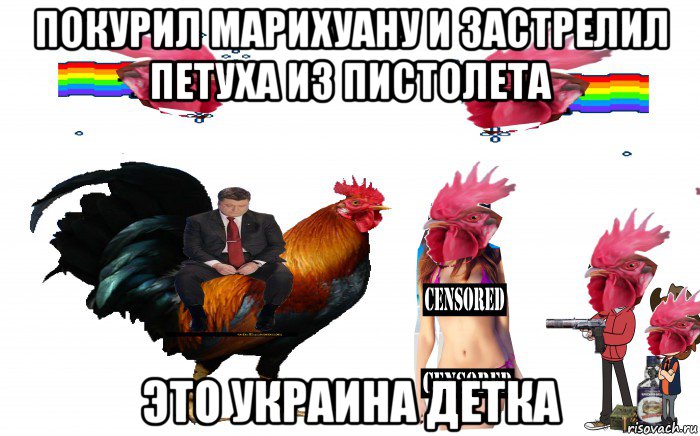 покурил марихуану и застрелил петуха из пистолета это украина детка, Мем Страна Петухов