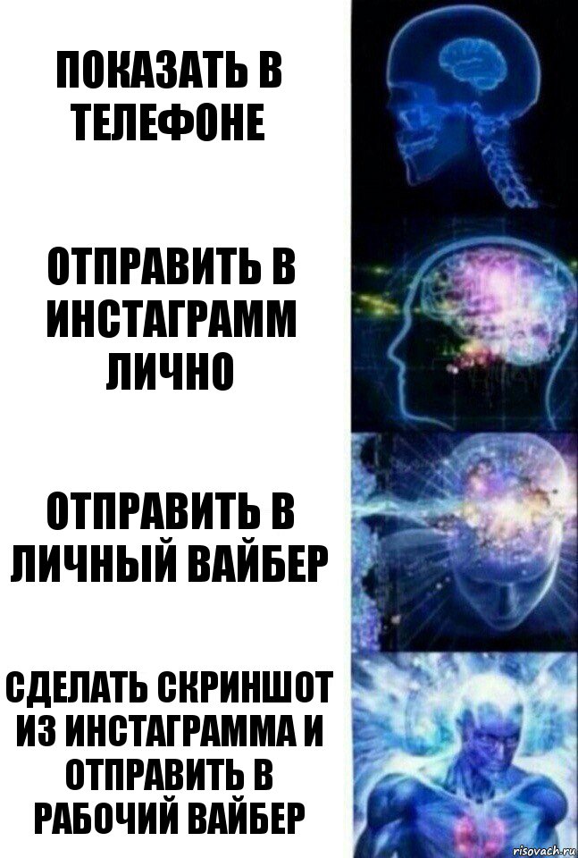 Показать в телефоне Отправить в Инстаграмм лично Отправить в личный вайбер Сделать скриншот из Инстаграмма и отправить в рабочий вайбер, Комикс  Сверхразум