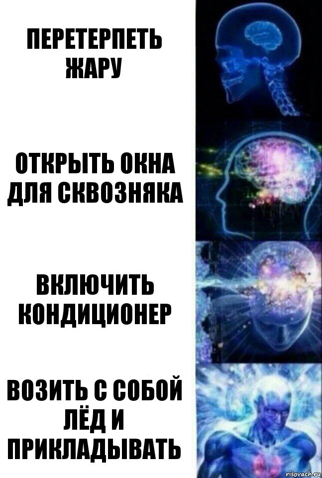 Перетерпеть жару Открыть окна для сквозняка Включить кондиционер Возить с собой лёд и прикладывать, Комикс  Сверхразум