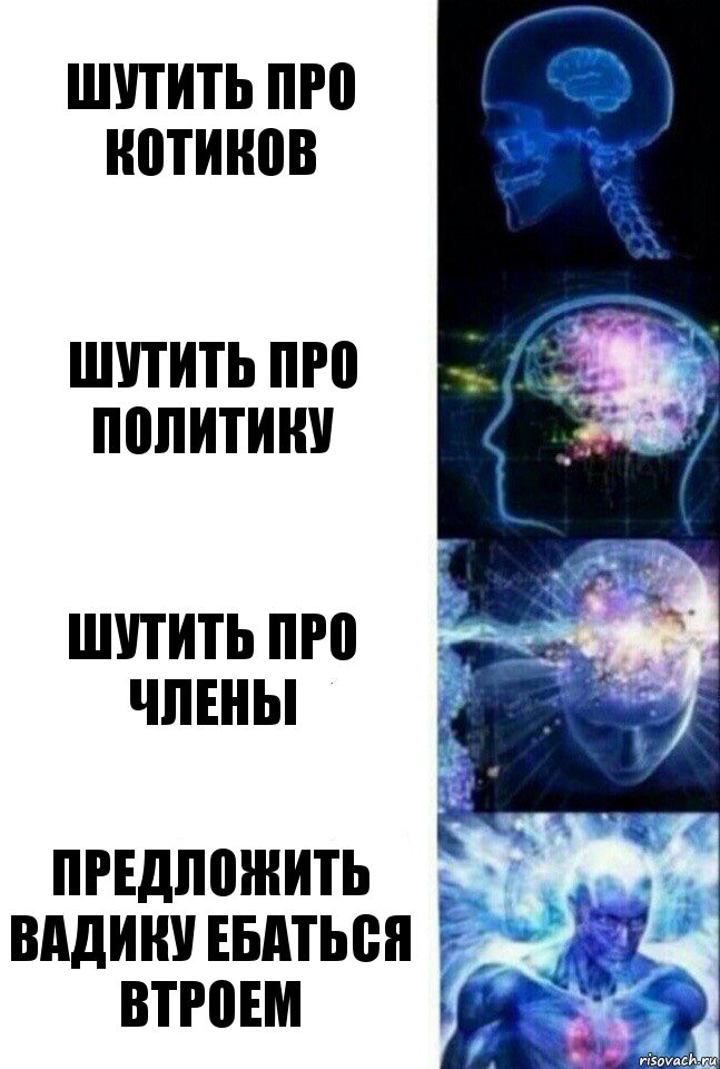 Шутить про котиков Шутить про политику Шутить про члены Предложить вадику ебаться втроем, Комикс  Сверхразум