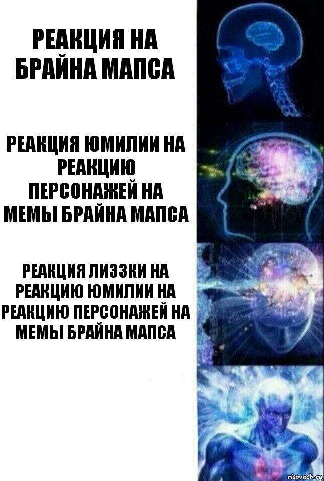 Реакция на Брайна Мапса Реакция Юмилии на реакцию персонажей на мемы Брайна Мапса Реакция Лиззки на реакцию Юмилии на реакцию персонажей на мемы Брайна Мапса , Комикс  Сверхразум