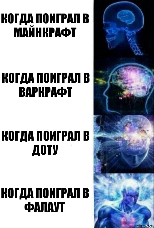 когда поиграл в майнкрафт когда поиграл в варкрафт когда поиграл в доту когда поиграл в фалаут, Комикс  Сверхразум