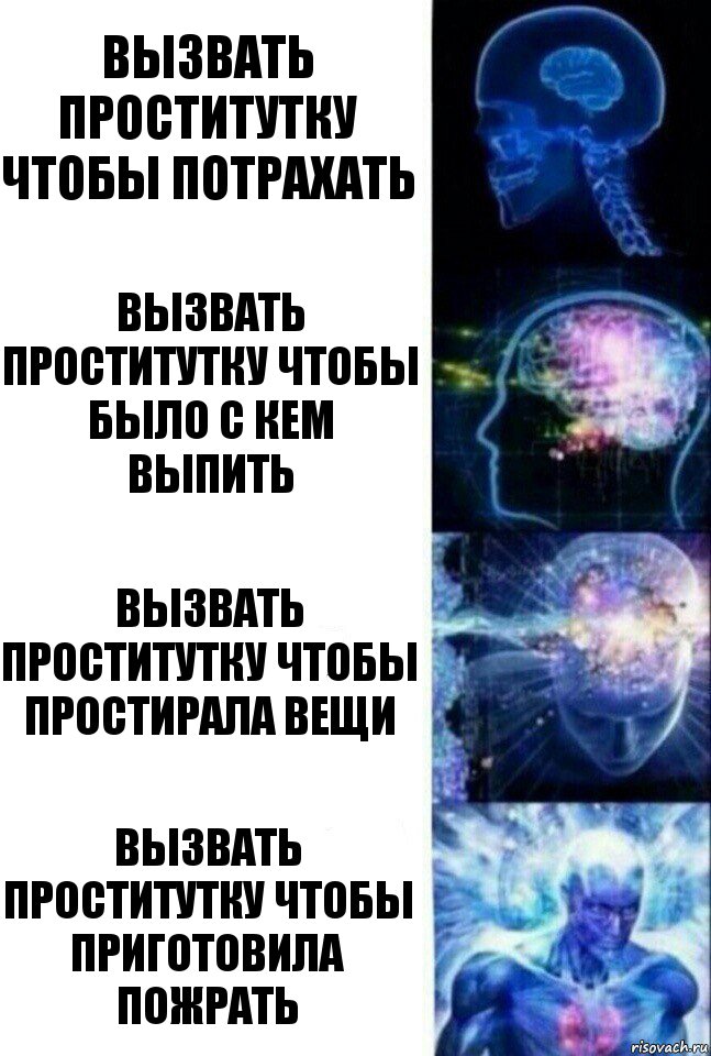 Вызвать проститутку чтобы потрахать Вызвать проститутку чтобы было с кем выпить Вызвать проститутку чтобы простирала вещи Вызвать проститутку чтобы приготовила пожрать, Комикс  Сверхразум